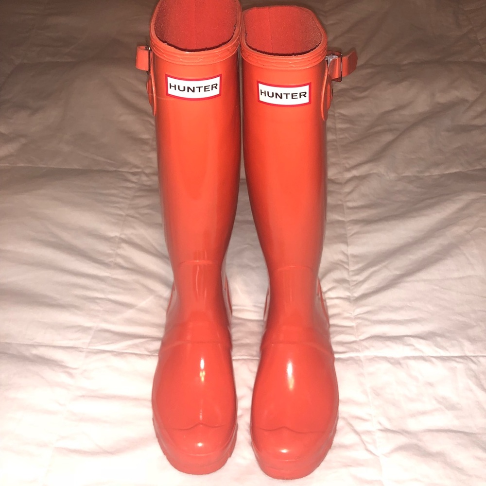 Orangish Red Hunter Rainboots